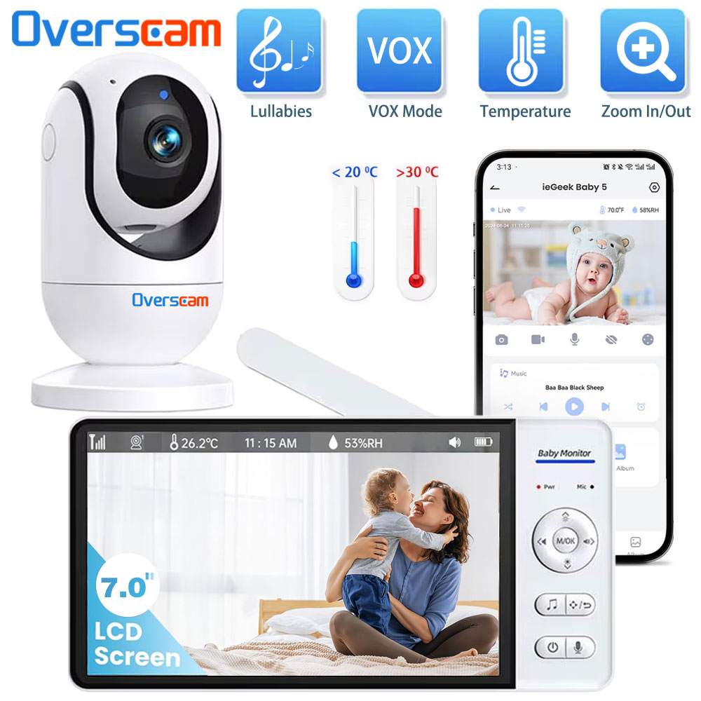 Home Security Uk - شاشة 7.0 بوصة لمراقبة الأطفال بطارية
