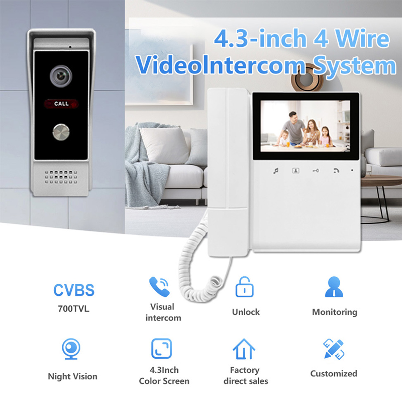 Home Security Uk - 4 سلك فيديو بناء نظام جرس