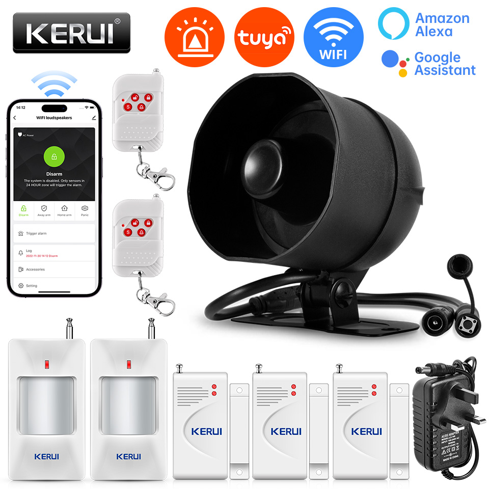 Home Security System Installation - KERUI 120db نظام إنذار صفارة الإنذار