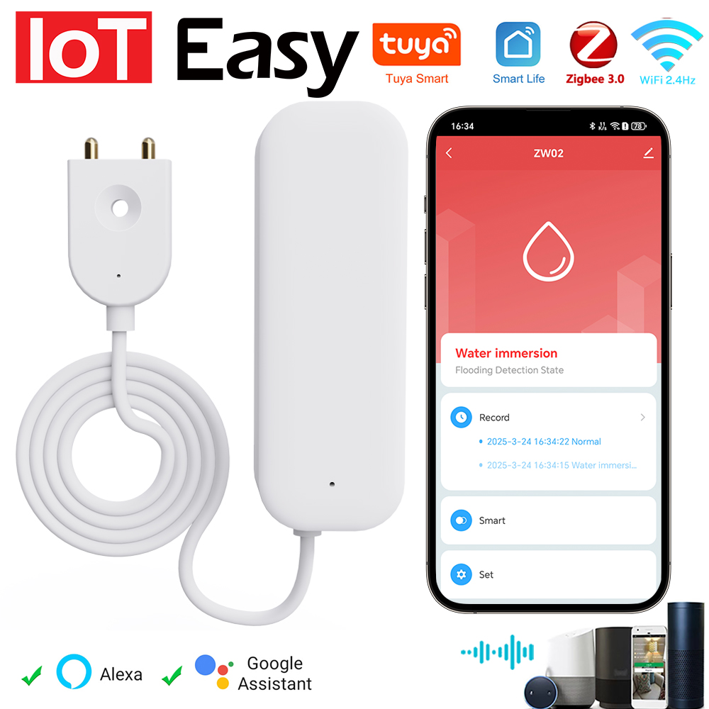 Home Security Business - Tuya WiFi زيجبي استشعار المياه تسرب