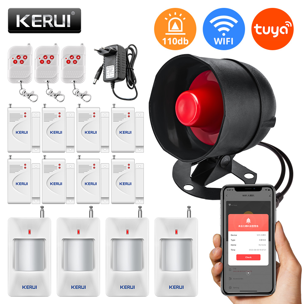 Home Security System Installation - KERUI-نظام إنذار أمان منزلي ، مكبر