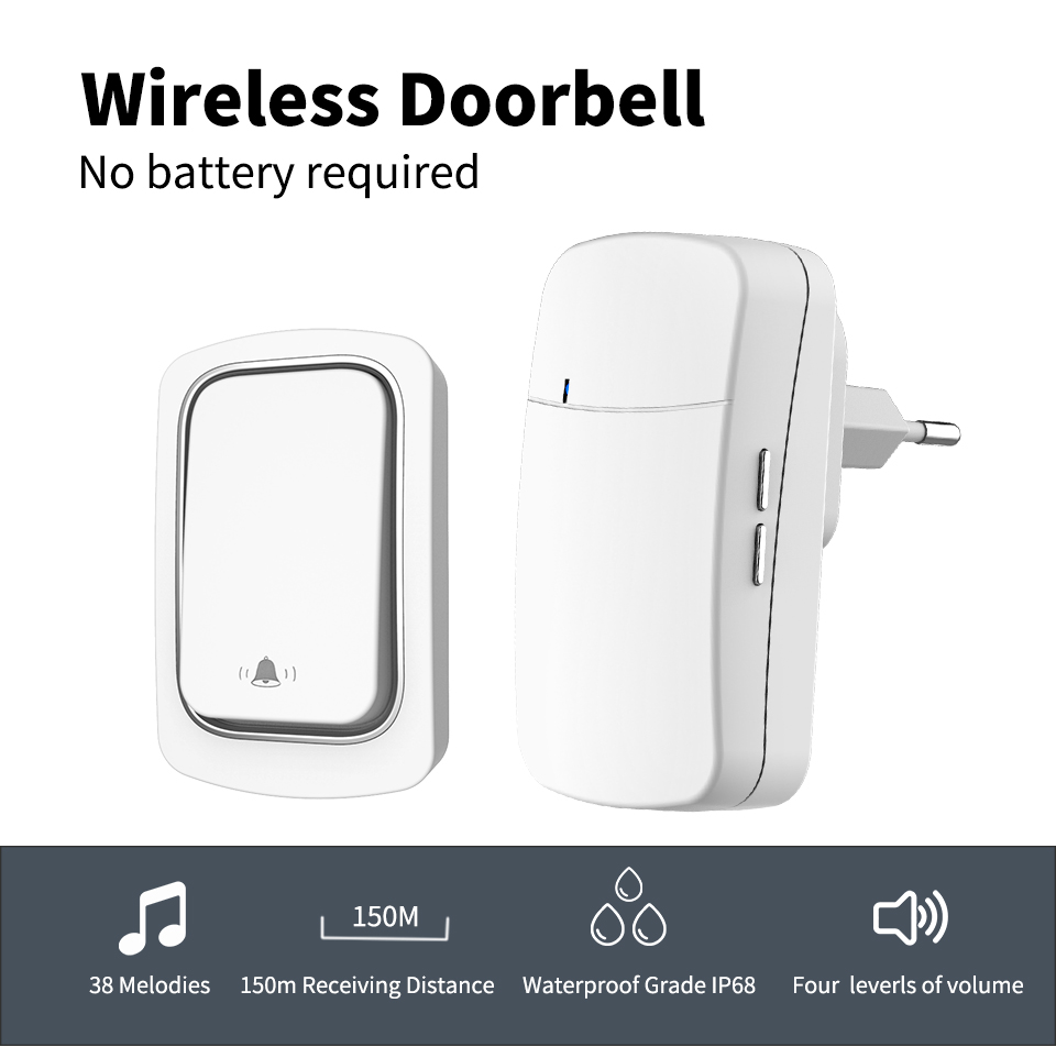 Home Security Uk - جرس الباب اللاسلكي ترحيب الرنين لنظام