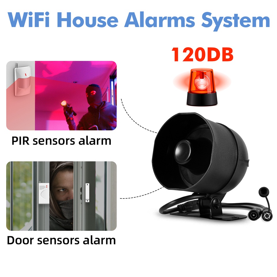 KERUI 120db نظام إنذار صفارة ا - مراجعة Home Security System Installation وسعره